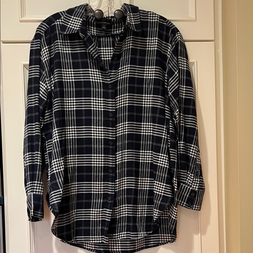 Woman’s Navy and White Plaid brushed cotton Shirt